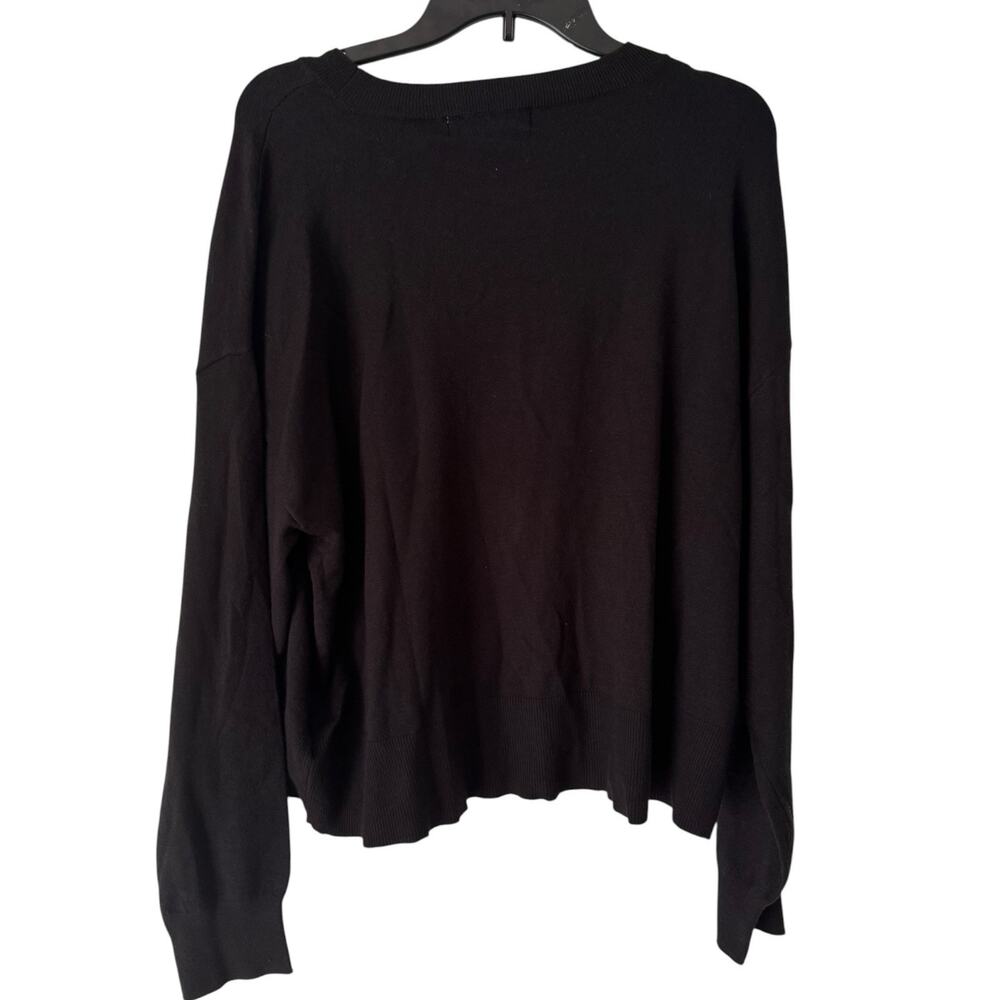 NWT Bridgerton Lace Bow Applique Sweater Black Knit Size XL - Picture 2 of 5